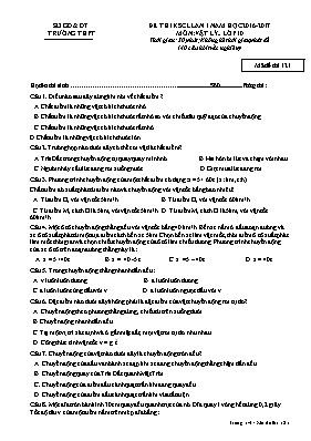 Đề khảo sát chất lượng Vật lí lớp 10 - Mã đề 121 - Năm học 2016-2017